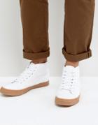 Asos Skater Sneakers In White Canvas With Gum Sole - White