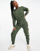 Pindydoll Sweatshirt And Sweatpants Set With Camo Stripe In Khaki-green