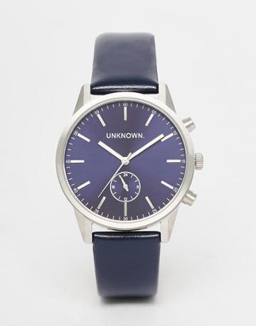 Unknown Engineered Leather Watch In Black - Black