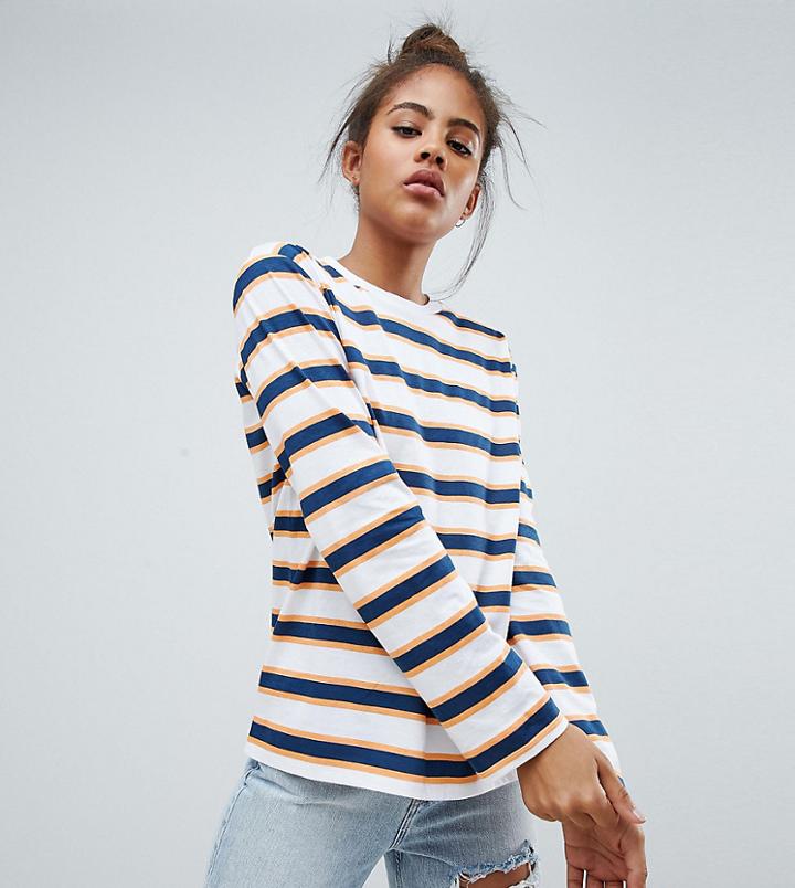 Asos Design Tall Long Sleeve T-shirt In Retro Stripe - Multi