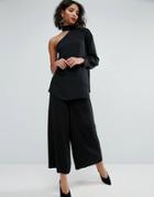 Asos Scarf Detail One Shoulder Top - Black