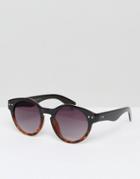 7x Round Contrast Sunglasses - Black