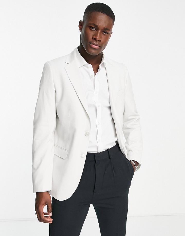 Bolongaro Trevor Skinny Suit Jacket In Ecru-neutral