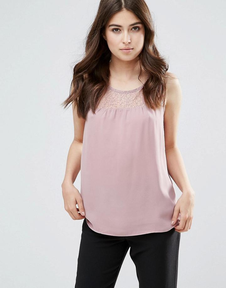 Jdy Timber Lace Panel Tank Top - Pink