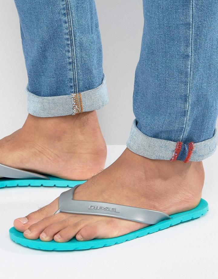 Diesel Splish Flip Flops - Green