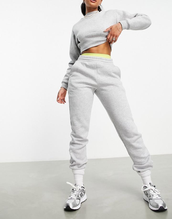 Hiit Slim Fit Sweatpants In Ice Heather-white