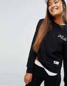 Fila Relaxed Boyfriend Sweatshirt With Chest Logo - Black