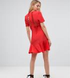 Asos Tall Lace Up Back Tea Mini Dress - Red
