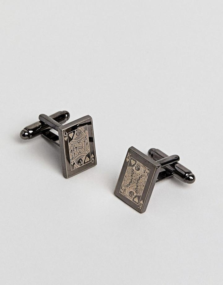 Simon Carter West End Laser Engraved Cufflinks In Gunmetal - Silver
