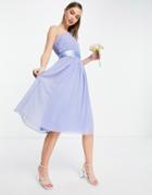 Little Misstress Bridesmiads One Shoulder Midi Dress In Blue-blues