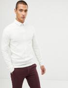Asos Design Muscle Fit Merino Wool Sweater In White - White