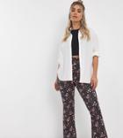 Simply Be Flared Pants In Heart Print-black