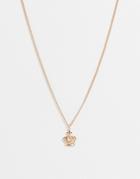 Asos Design Necklace With Ditsy Crown Pendant In Gold Tone