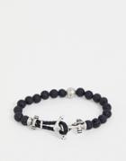 Steve Madden Mens Anchor Bracelet In Stainless Steel - Black