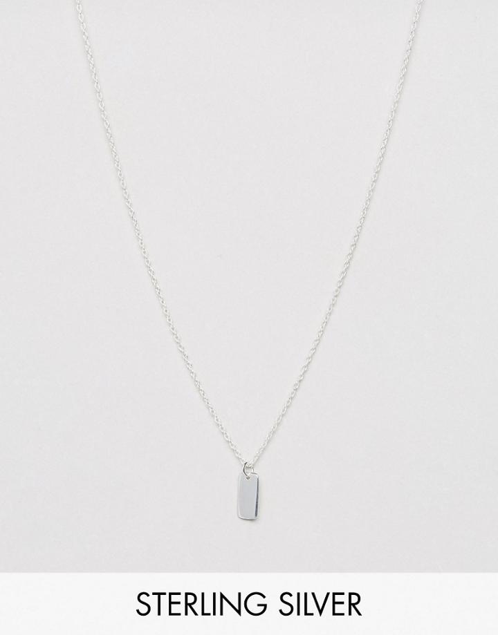 Asos Sterling Silver Tag Necklace - Silver