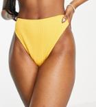 Collusion High Waisted Bikini Bottoms In Orange Crinkle