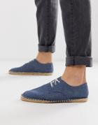 Asos Design Lace Up Espadrilles In Blue Denim Chambray
