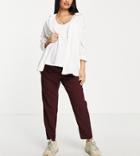Asos Design Maternity Over The Bump Tailored Smart Tapered Pants In Wine
