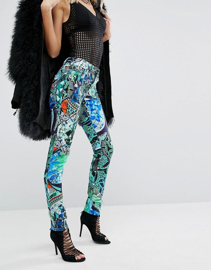 Versace Jeans Future Flower Print Mid Rise Skinny Jeans - Multi