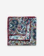 7x Pocket Square Paisley Print In Box - Navy