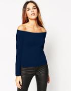 Asos The Off Shoulder Top With Long Sleeves - Black