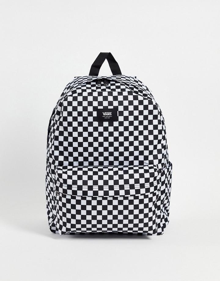 Vans Old Skool Check Backpack In White/black
