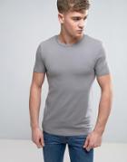 Asos Muscle Fit Crew Neck T-shirt In Gray - Gray