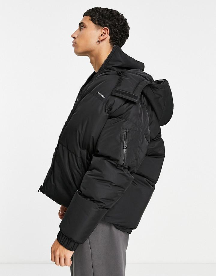 Night Addict Logo Puffer Jacket In Black
