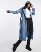 Naanaa Belted Coat In Blue-blues