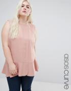 Asos Curve Top With Asymmetric Hem - Pink