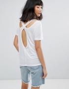Moss Copenhagen T-shirt With Cut Out Back - White