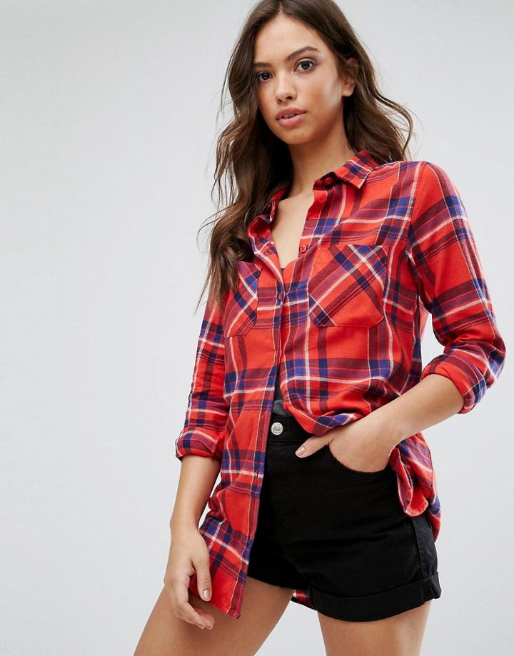 Brave Soul Diana Check Shirt - Red