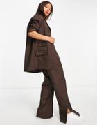 Topshop Oversized Single Breasted Blazer In Chocolate-brown