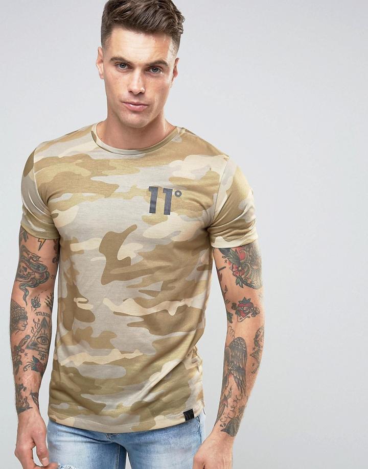 11 Degrees T-shirt In Camo - Stone
