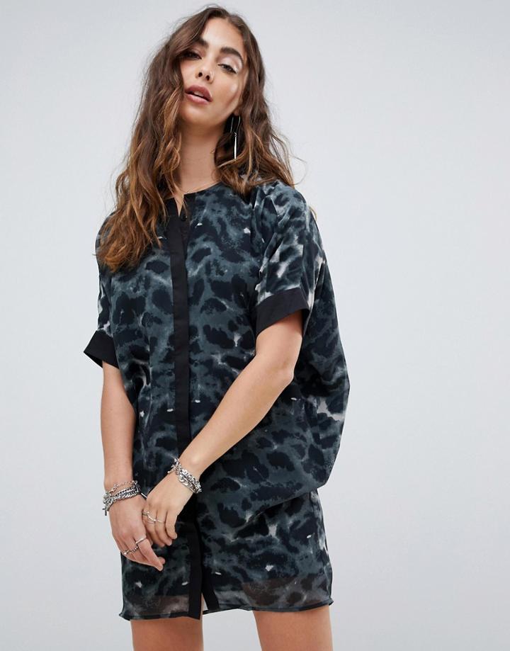 Religion Tunic Dress In Leopard Print - Black