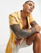 Asos Design Regular Revere Shirt In Yellow With Floral Print-neutral