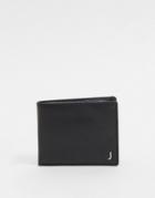 Asos Design Personalised Leather Wallet In Black With Silver J Initals