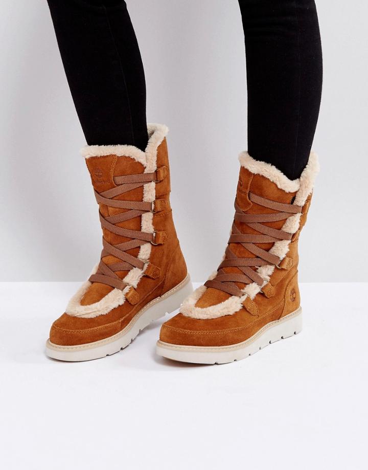 Timberland Kenniston Muk Tall Tan Faux Fur Boots - Tan