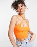 Asos Design Hourglass Square Neck Cross Strap Bandeau Top In Orange