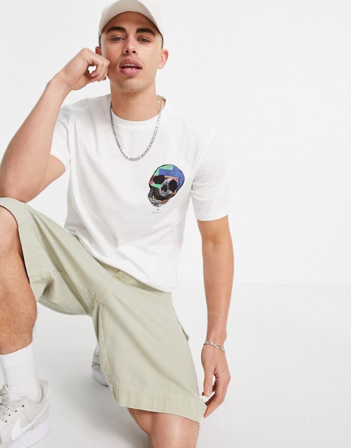 Ps Paul Smith Small Skull Logo T-shirt In White