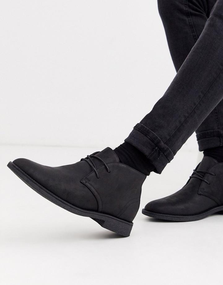 New Look Faux Suede Desert Boot In Black