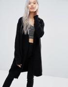 Weekday Ribbed Boyfriend Cardigan - Black