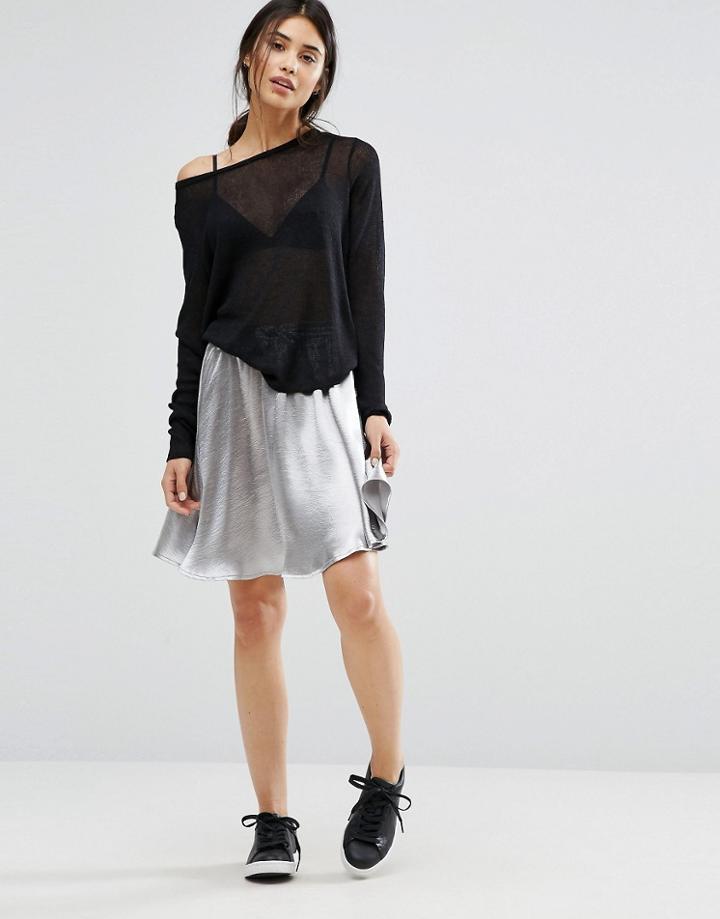 Minimum Moves Tylle Metallic Skater Skirt - Silver