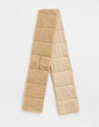 My Accessories London Padded Volume Scarf In Nylon And Teddy Mix In Camel-neutral