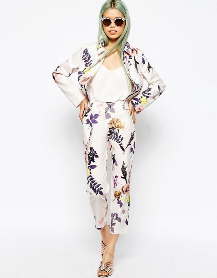 Asos Textured Floral Tapered Pant Co-ord - Floral