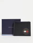 Tommy Hilfiger Mini Leather Wallet With Signature Logo In Black