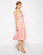 Asos Bandeau Midi With Twisted Bodice Dress - Pink