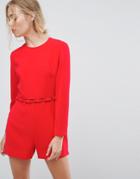 Ted Baker Cut Out Bow Waist Romper - Red