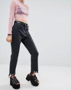 The Ragged Priest Piercing Hem Jeans - Black