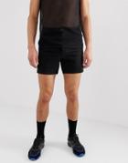 Asos Design High Waisted Skinny Chino Shorts In Black